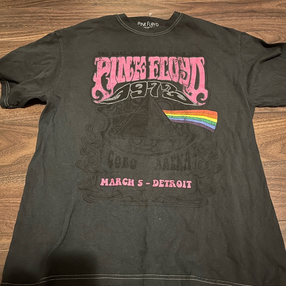 Pink Floyd Black Tee with Pink and Rainbow Accents